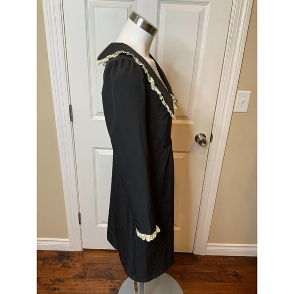 Tuckernuck Black Saxby Dress Long Sleeve Knee Length Dress w/ Lace Trim Size S - Picture 4 of 7